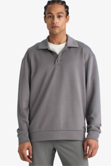 Standard Fit Stand Collar Modal Sports Sweatshirt