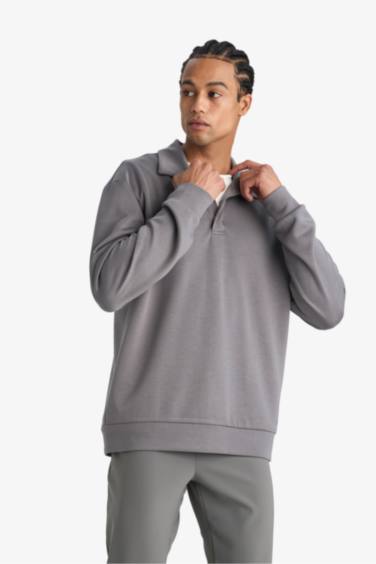 Standard Fit Stand Collar Modal Sports Sweatshirt