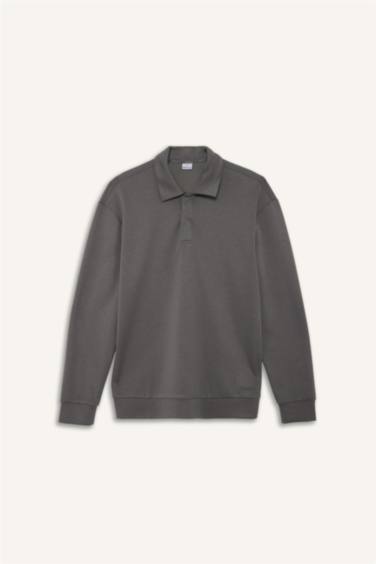 Standard Fit Stand Collar Modal Sports Sweatshirt