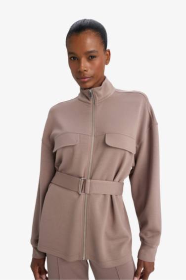 Кардиган из модала Long Fit с воротником-стойкой