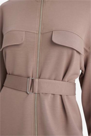 Кардиган из модала Long Fit с воротником-стойкой