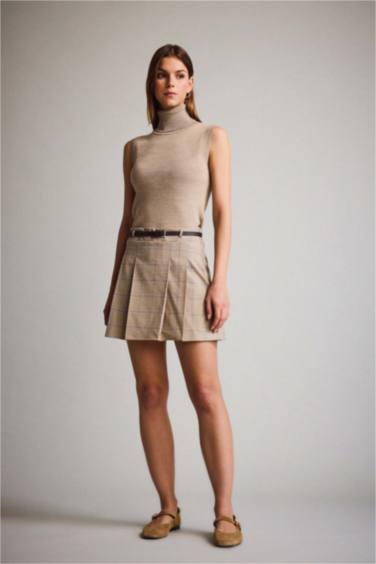 تنورة قصير كاروهات قصة A بخصر عادي