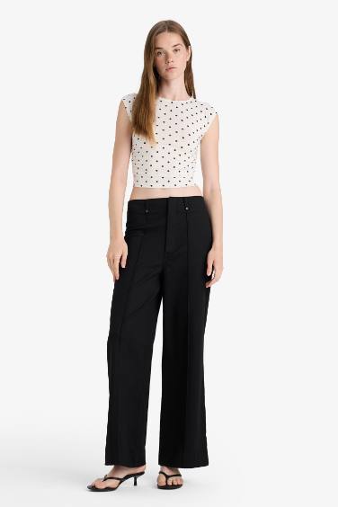 Fitted Crew Neck Polka Dot Sleeveless T-Shirt