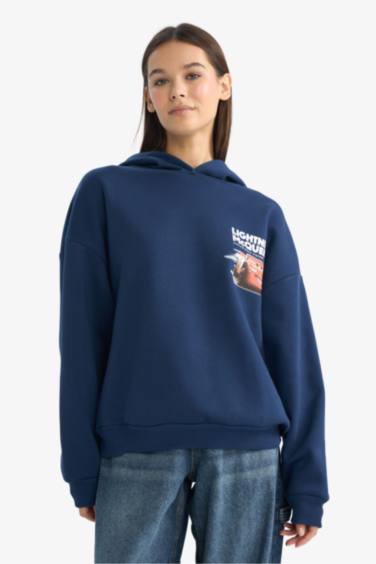 Coool Cars Oversize Geniş Kalıp Kapüşonlu Sırt Baskılı Sweatshirt