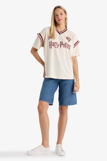 Coool Harry Potter Oversize Geniş Kalıp V Yaka Kısa Kollu Tişört