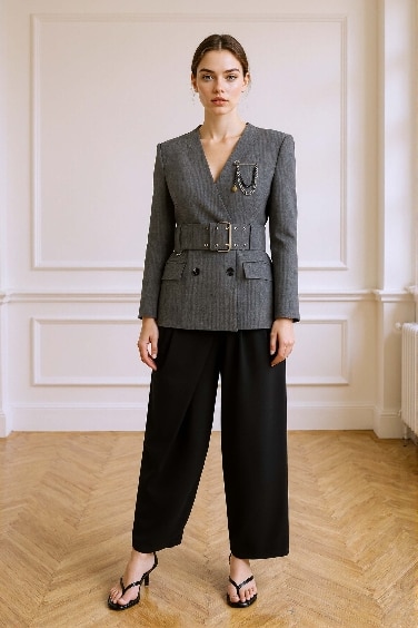 Baggy Fit Zippered Regular Waist Standard Length Trousers