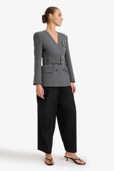 Baggy Fit Zippered Regular Waist Standard Length Trousers