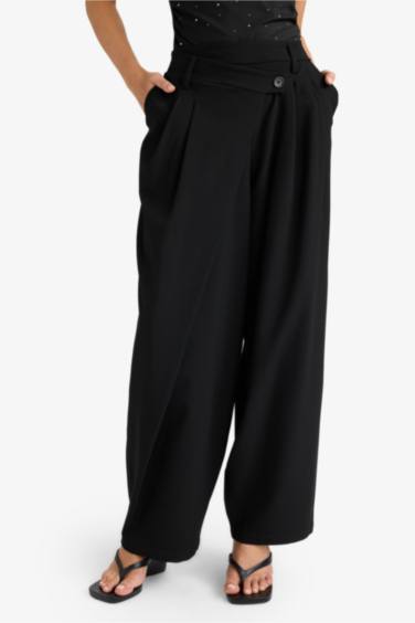 Baggy Fit Zippered Regular Waist Standard Length Trousers
