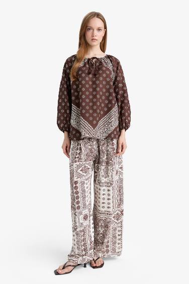 Relax Fit Crew Neck Long Sleeve Blouse