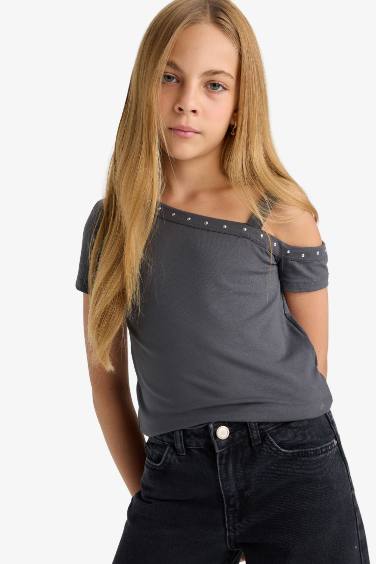 فانيلة بناتي سليم فيت مرصع بحجر