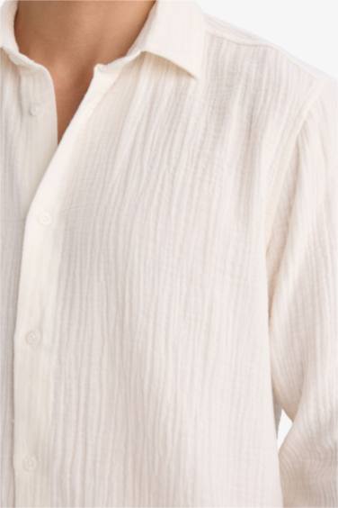 REGULAR FIT Polo Yaka Pamuklu Gömlek - Görsel 4