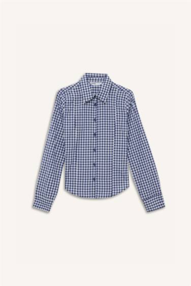 Slim Fit Shirt Collar Poplin Long Sleeve Shirt