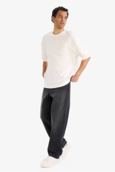 سروال جينز باجي وايد ليج