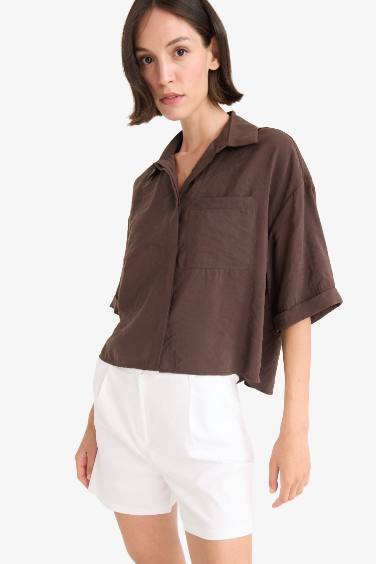 Chemise ample en modal à manches courtes