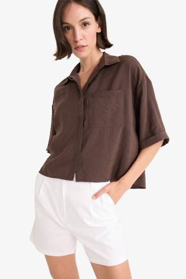 Chemise ample en modal à manches courtes