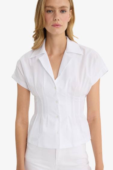 Chemise courte en popeline Coupe ajustée