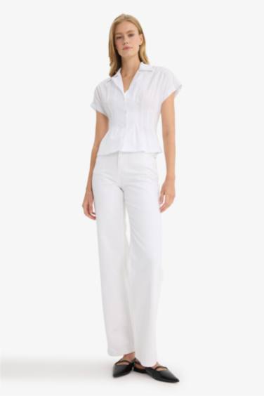 Chemise courte en popeline Coupe ajustée