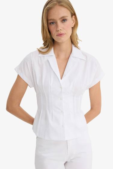 Chemise courte en popeline Coupe ajustée