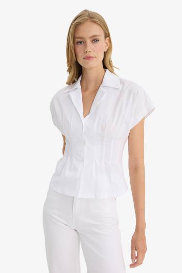 Chemise courte en popeline Coupe ajustée