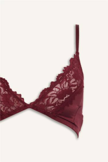 Dantel Detaylı Saten Kapsız Pedsiz Balensiz Bralet Fall in Love