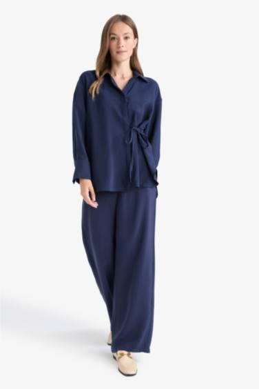 Regular Fit Elastic Waist Modal Trousers