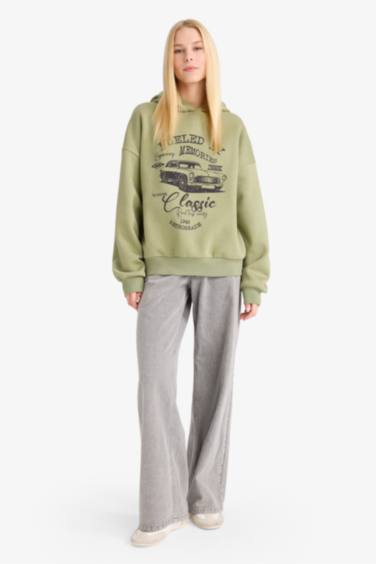 سويت شيرت اوفر سايز مطبوع برقبة مستديرة