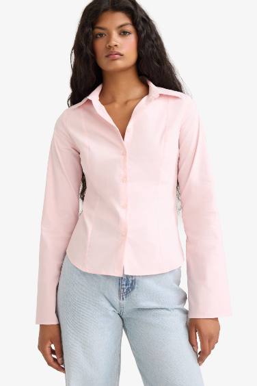 Fitted Poplin Long Sleeve Shirt