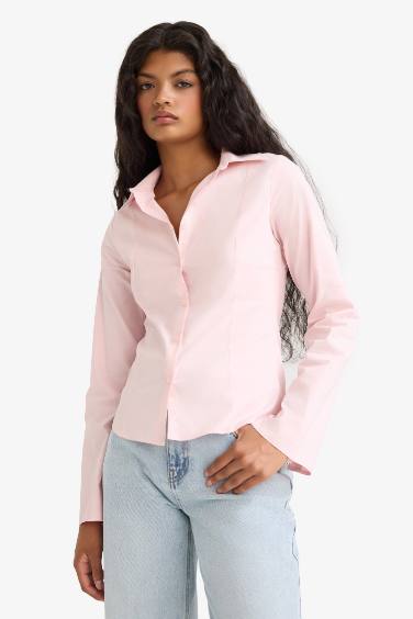 Fitted Poplin Long Sleeve Shirt