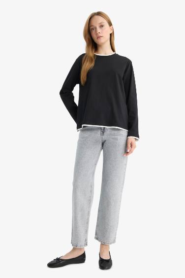 Regular Fit Crew Neck Long Sleeve T-Shirt Tunic