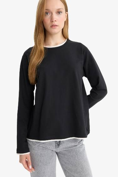 Regular Fit Crew Neck Long Sleeve T-Shirt Tunic