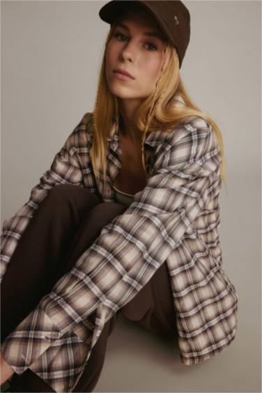 Oversize Fit Shirt Collar Long Sleeve Shirt