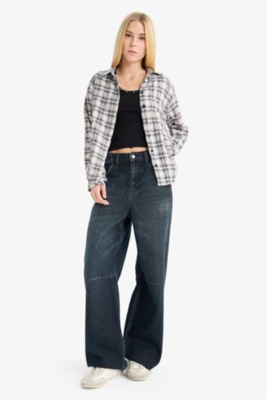 Oversize Fit Shirt Collar Long Sleeve Shirt