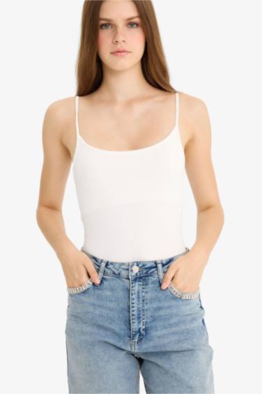 İnce Askılı Basic Düz Çıtçıtlı Body