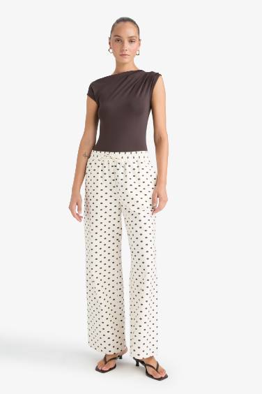 Straight Fit Double Pocket Polka Dot Trousers