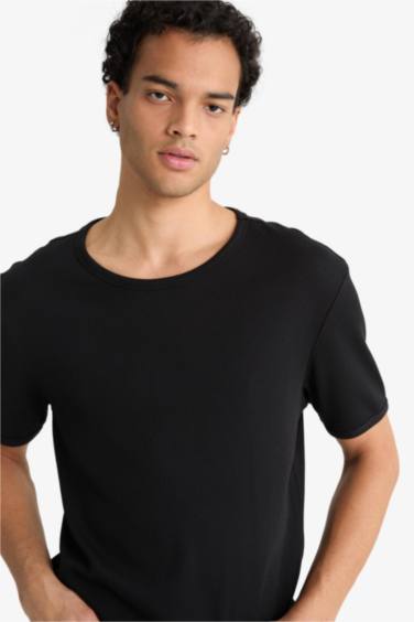 Slim Fit Crew Neck Ribana Short Sleeve T-Shirt