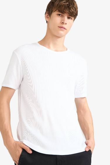 Slim Fit Crew Neck Ribana Short Sleeve T-Shirt