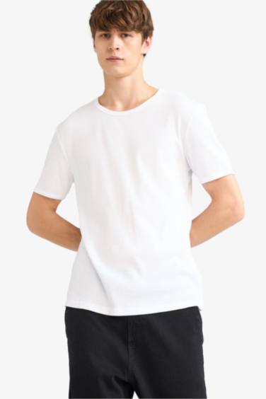 Slim Fit Crew Neck Ribana Short Sleeve T-Shirt