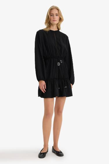 Crew Neck Long Sleeve Mini Dress