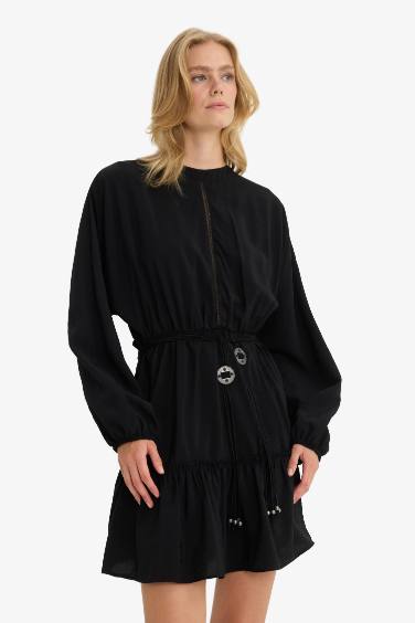 Crew Neck Long Sleeve Mini Dress