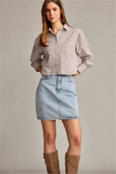 Embroidered Denim Skirt