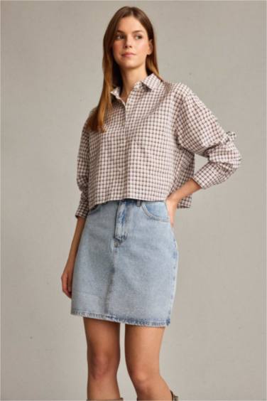 Embroidered Denim Skirt