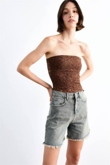 Regular Fıt Jean Şort - Görsel 5