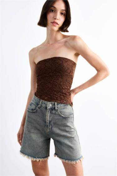 Regular Fıt Jean Şort - Görsel 6