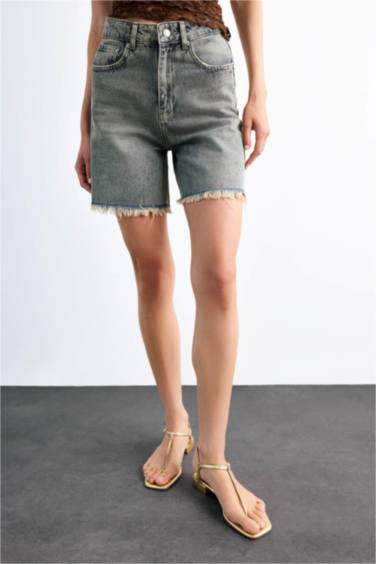 Regular Fıt Jean Şort - Görsel 7