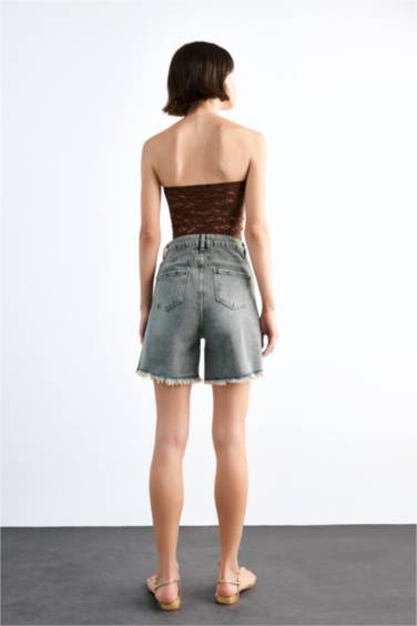 Regular Fıt Jean Şort - Görsel 9