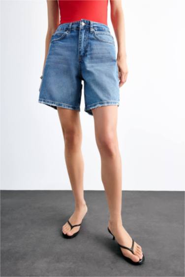 Regular Fıt Jean Şort - Görsel 7