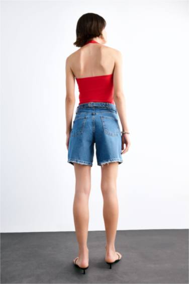 Regular Fıt Jean Şort - Görsel 9