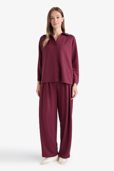 Barrel Fit Düz Paça Pantolon