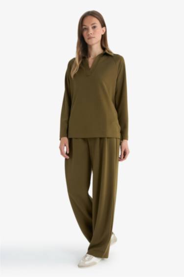 Barrel Fit Düz Paça Pantolon