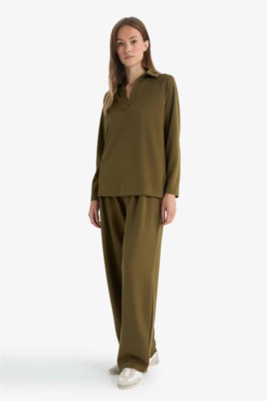 Barrel Fit Düz Paça Pantolon